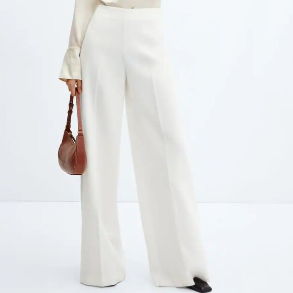 MANGO Women's Straight Pristine White Pants - Picture 1 of 8